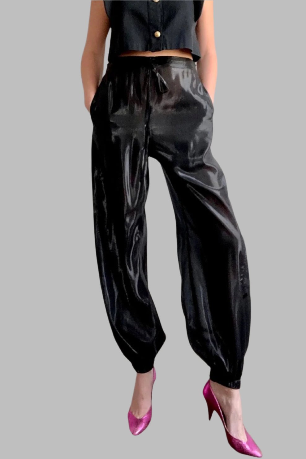 Genie Pant Black Gold Silk Lamé (Made to Order)