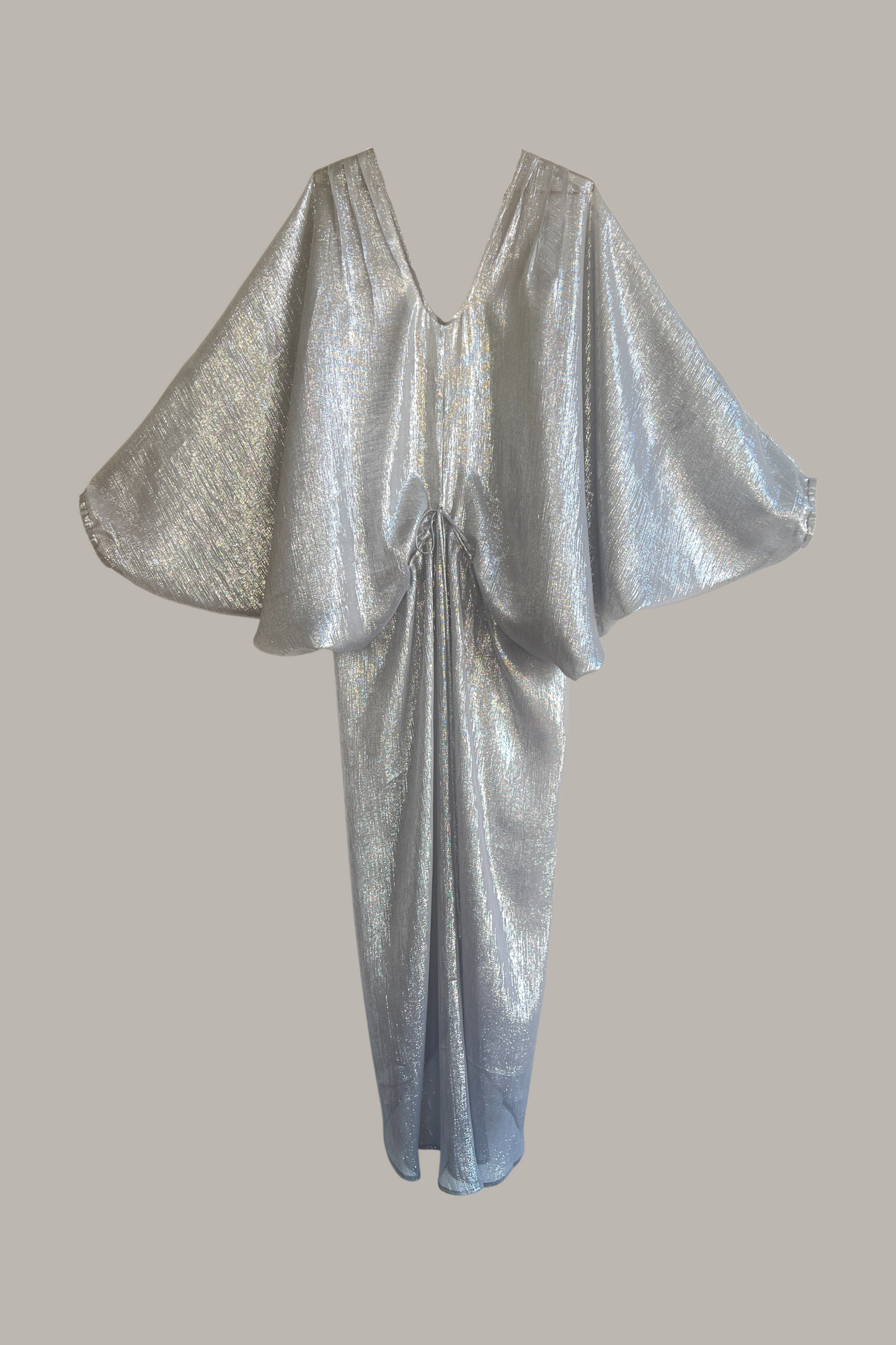 Infinite Mantaray Gown Silk Chiffon Lamé in Silver/Steel {Made to Order}