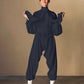 Rimbaud Jumpsuit with Infinite Sash Belt Black Parachute Silk {Made to Order}