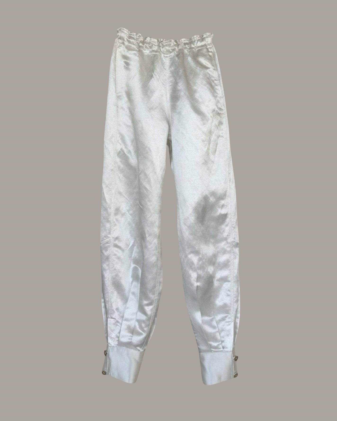 Cuffed Pantaloon in Pearl Hemp Silk Charmeuse