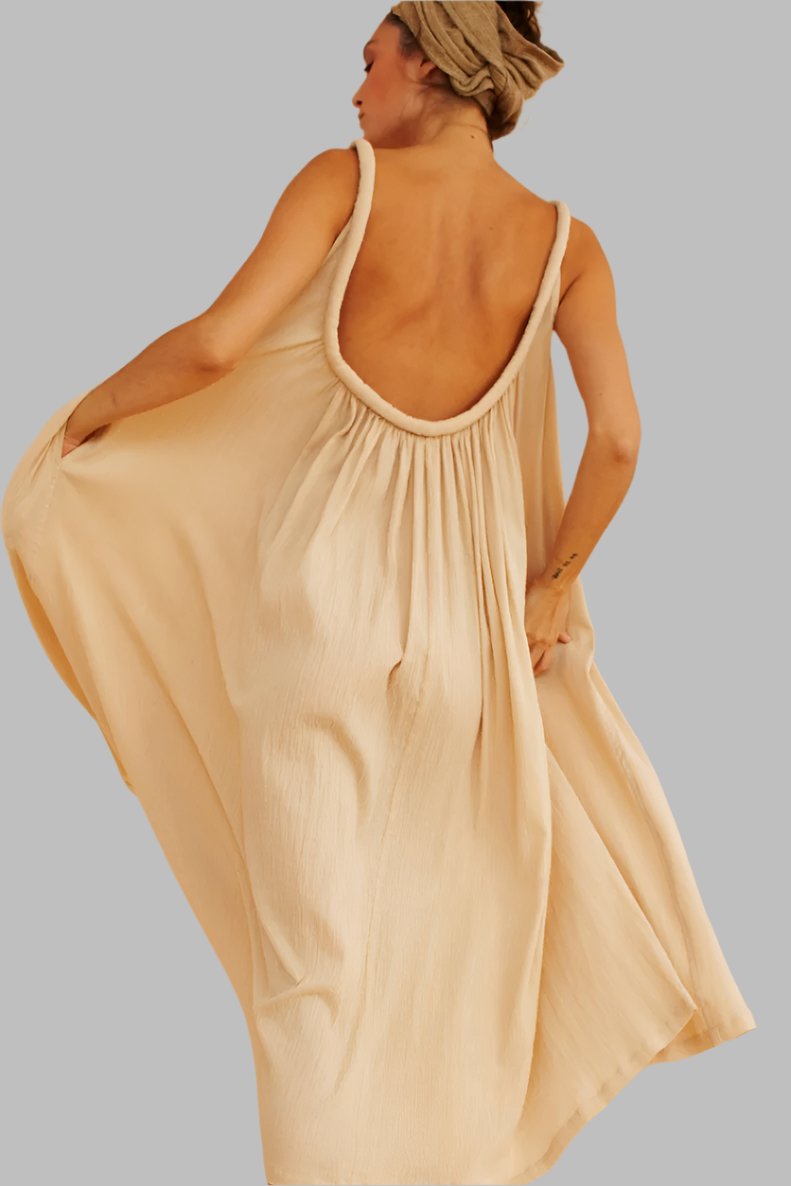 Sahara Chemise Dress Peony Cotton Gauze