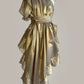 Ruffle Kaftan with Quilted Obi Belt Silk Lame' Champagne Gold/Taupe {Made to Order}