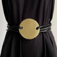 Infinite Full Moon Leather Belt in Silvery Pewter