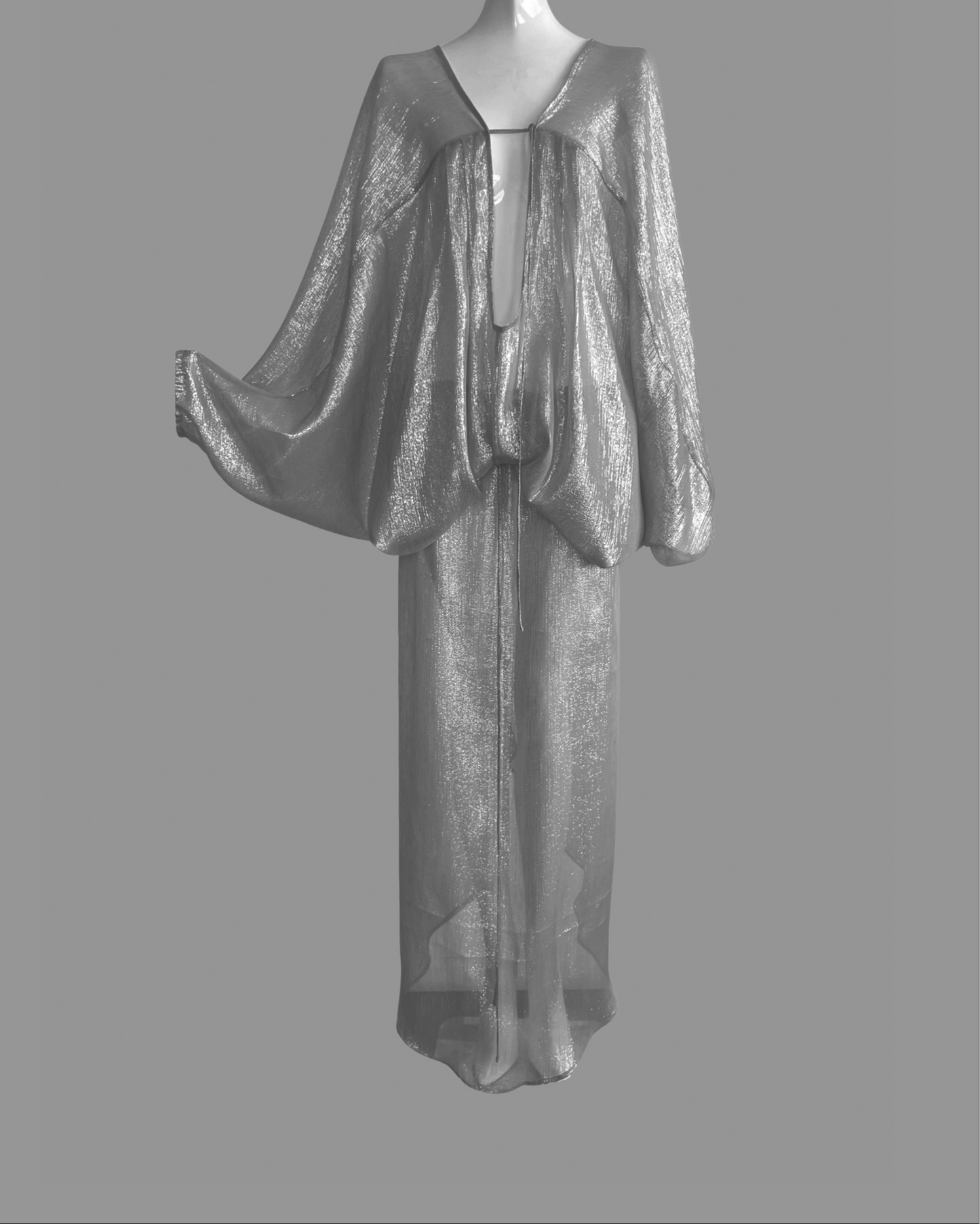 Infinite Mantaray Gown Silk Lamé in Green/Gold {Made to Order}