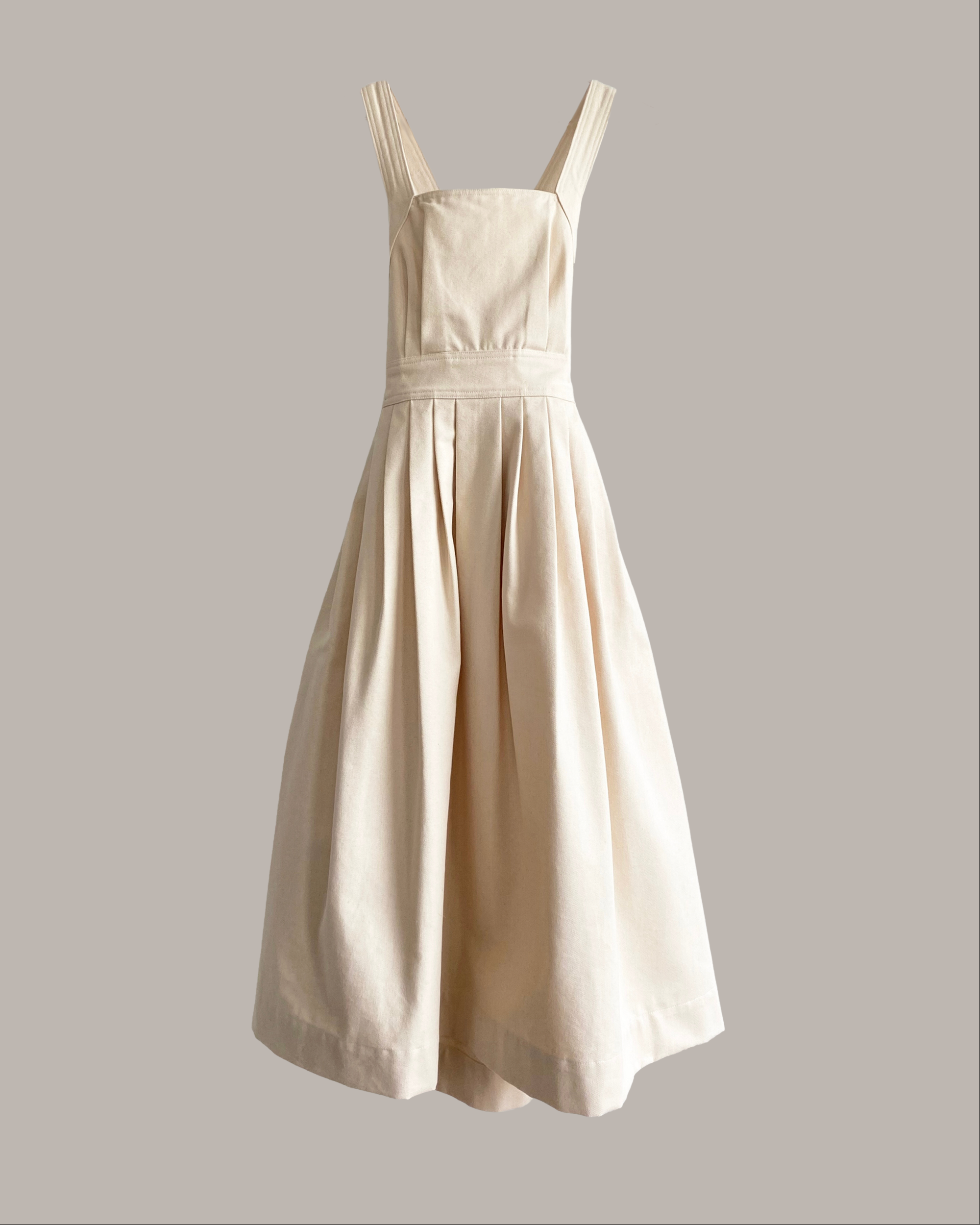 Traveling Pinafore Dress Cotton Natural Canvas {Made to order} M/L