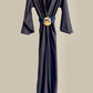 Kimono Jumpsuit with Raw Silk Black Kohl with Oval Obi Belt {Made to Order}