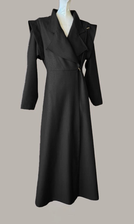 Voyage Coat Dress Coal Wool Flannel {Made to Order}