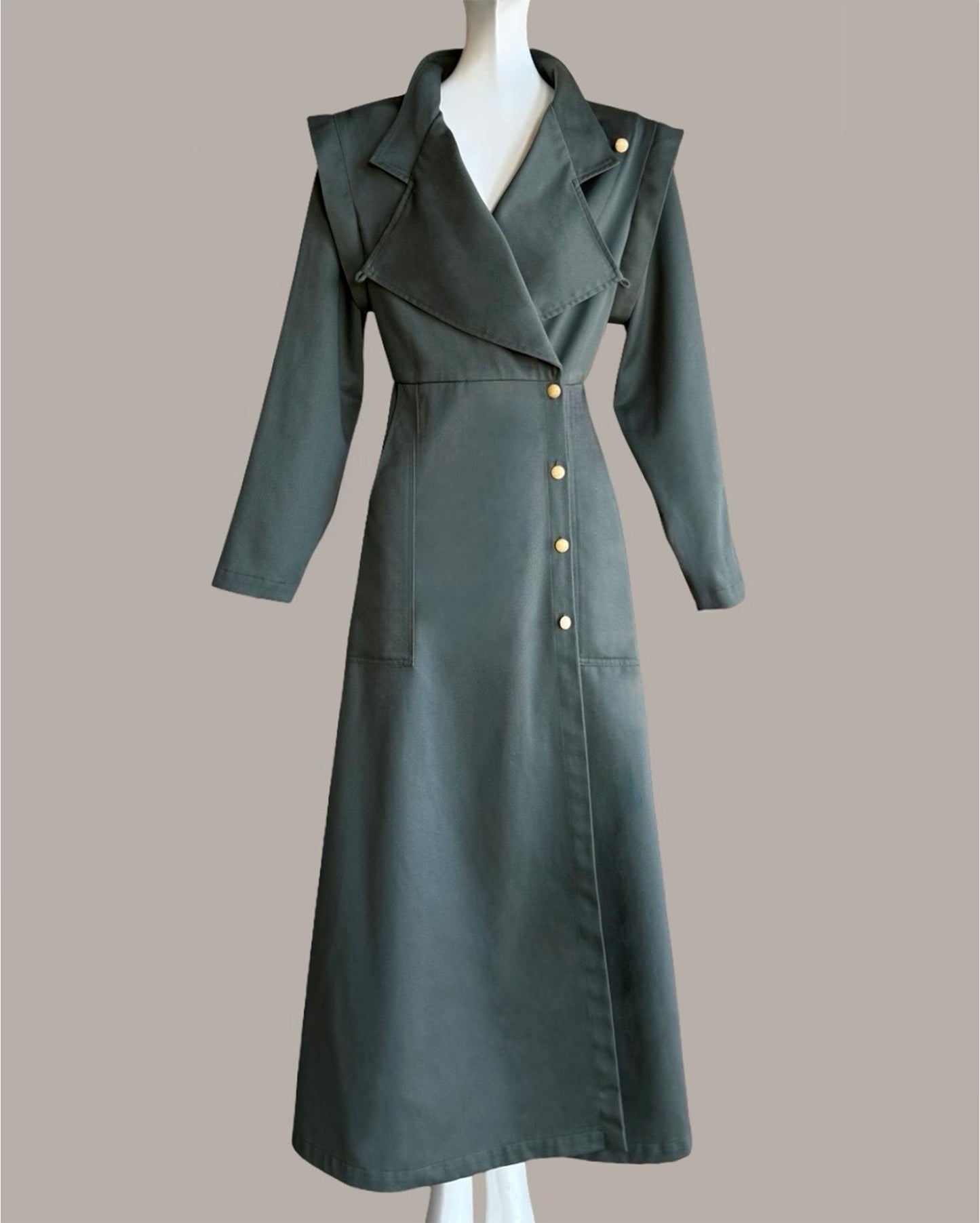 Voyage Coat Dress Deep Sage Cotton Twill {Made to Order}