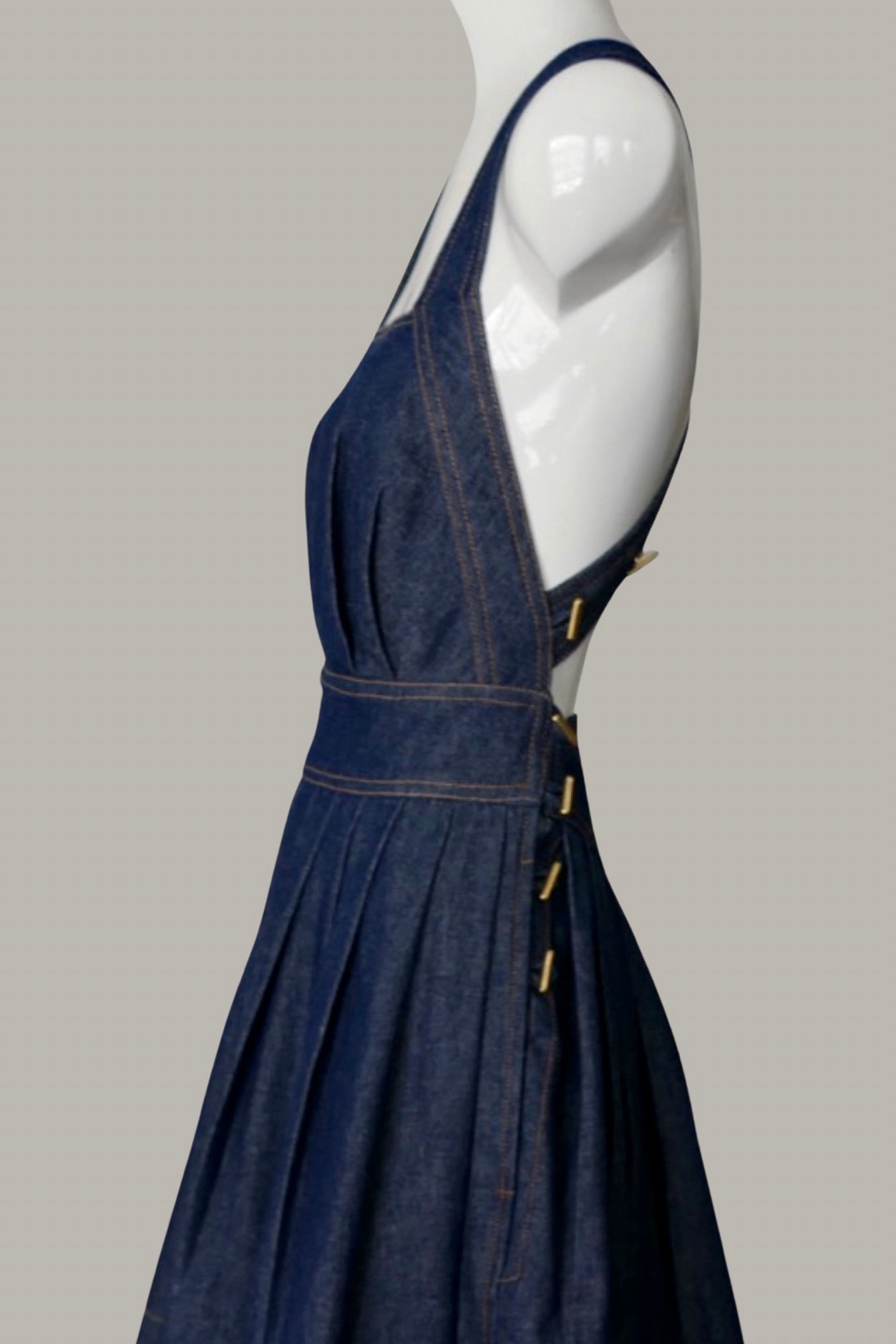 Traveling Pinafore Dress Long Version in Indigo Denim {Made to Order} –  electric feathers