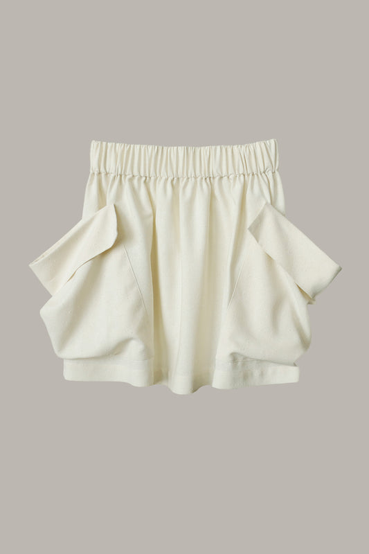 Pocket Mini Skirt Ivory Raw Silk