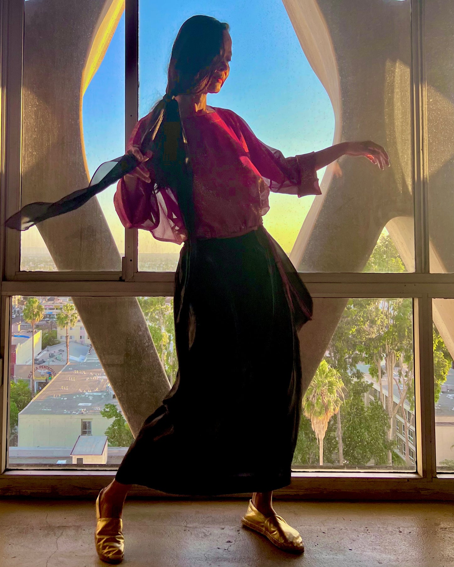 Moonrise Drawstring Pullover Violet Silk Chiffon Lame’ {Made to Order}