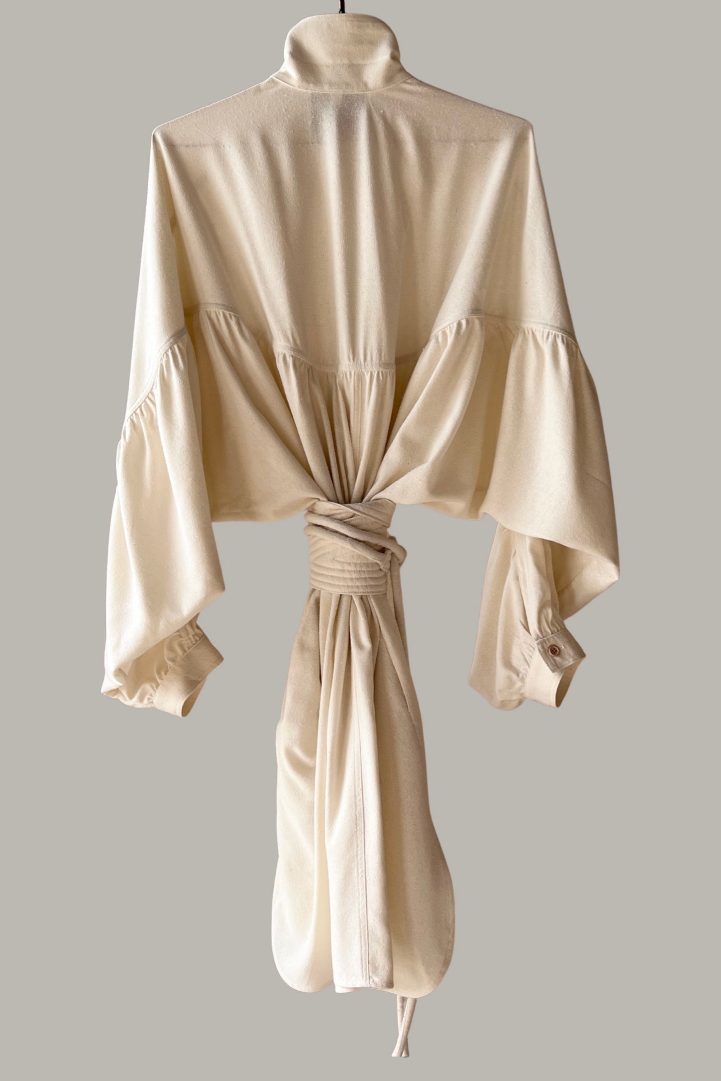 Rimbaud Shirt Dress Raw Silk Noil in Ivory Cream {Made to Order}