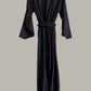 Kimono Jumpsuit with Raw Silk Black Kohl with Oval Obi Belt {Made to Order}