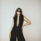 Tuxedo Jumpsuit in Black Silk Georgette {Made to Order}