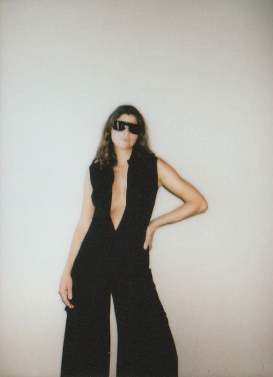 Tuxedo Jumpsuit in Black Silk Georgette {Made to Order}
