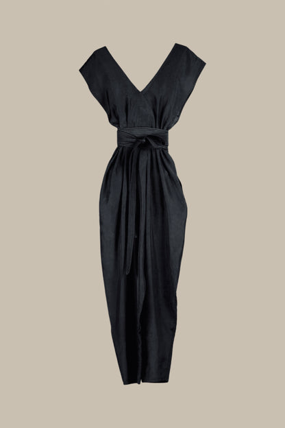 Origami Jumpsuit Black Parachute Silk {Made to Order}