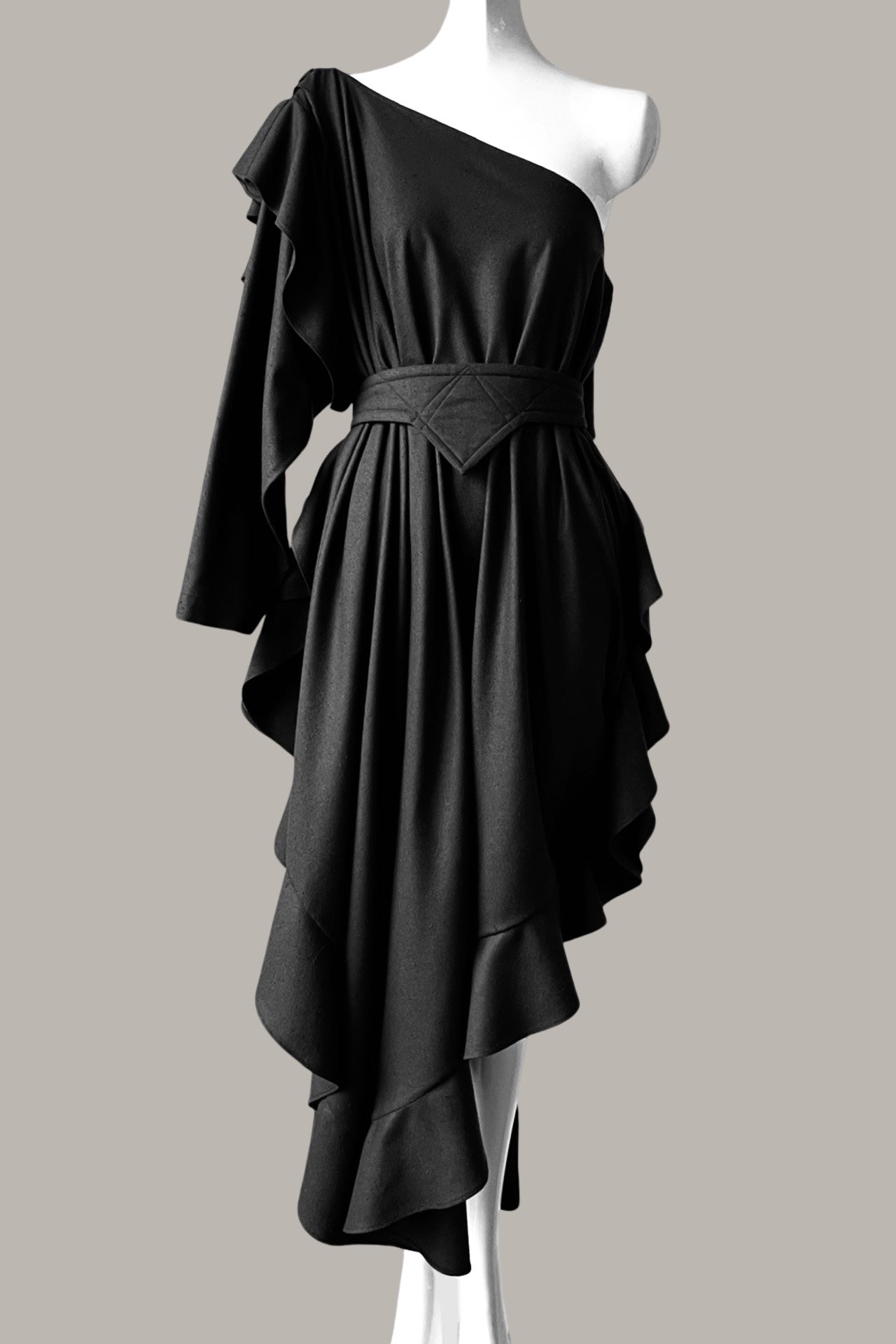 The Queen’s Kaftan with Trapunto Belt Black Kohl