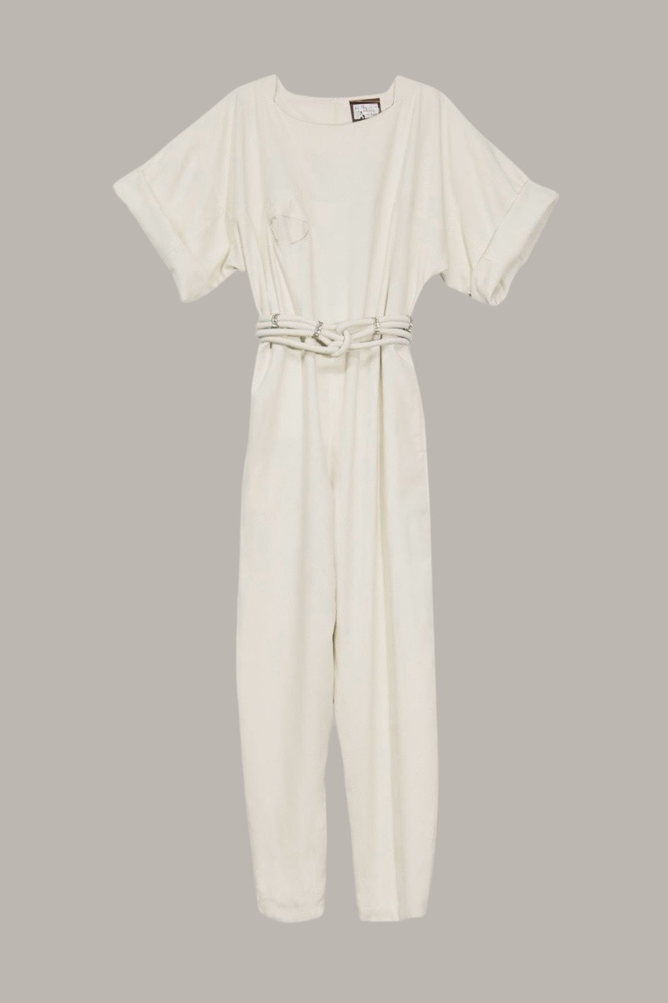 Boat Jumpsuit Ivory Cream Raw Silk