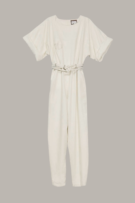 Boat Jumpsuit Ivory Cream Raw Silk