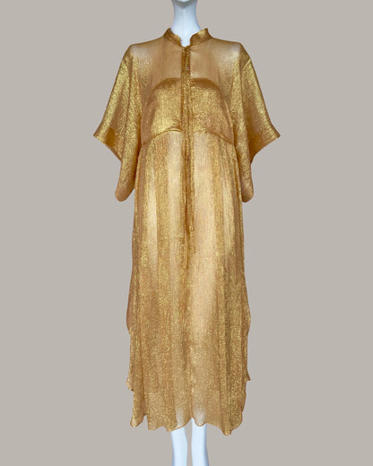 Dynasty Kaftan Gold Silk Lamé {Made to Order}