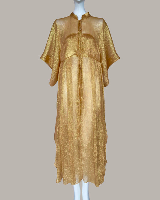 Dynasty Kaftan Gold Silk Lamé {Made to Order}