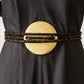 Infinite Full Moon Belt in Gold with Black/Gold Tweed Raw Silk