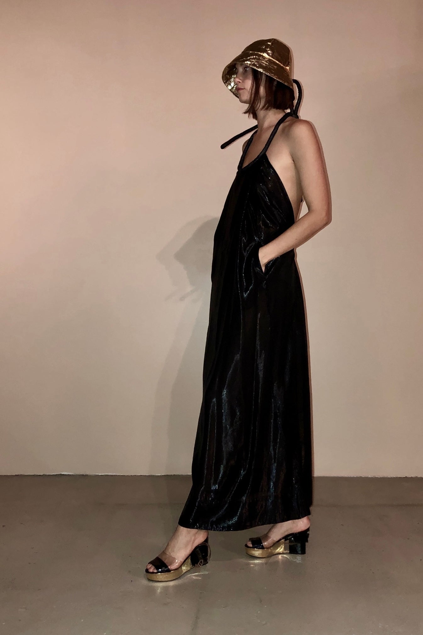 Swan fold Gown Silk Lamé {Made to Order}