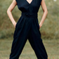 Origami Jumpsuit Black Parachute Silk {Made to Order}