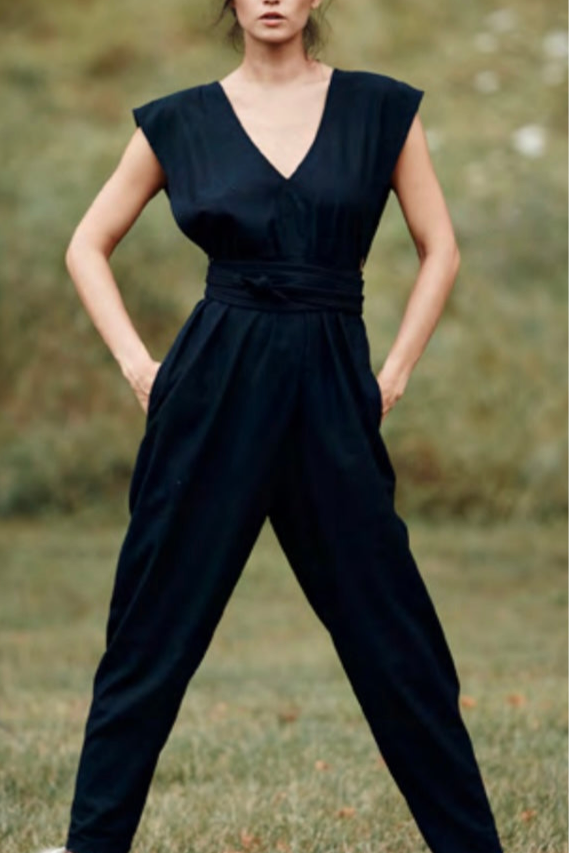 Origami Jumpsuit Black Parachute Silk {Made to Order}