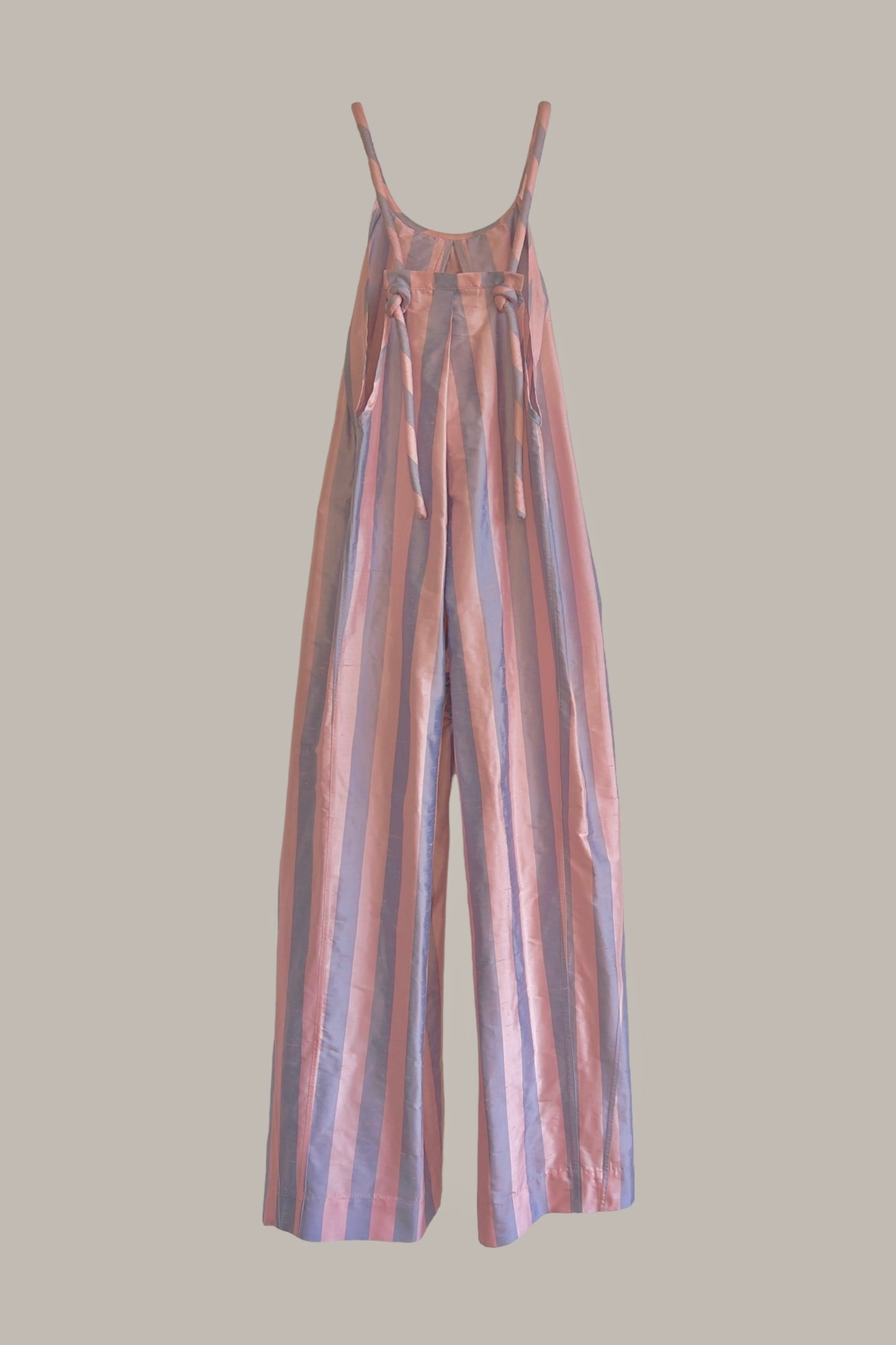 Swanfold Jumpsuit Pink & Blue Silk Stripe