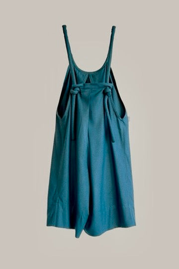 Swanfold Shorts Jumpsuit Teal Raw Silk