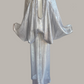 Infinite Mantaray Gown Silk Chiffon Lamé in Silver/Steel Grey {Made to Order}