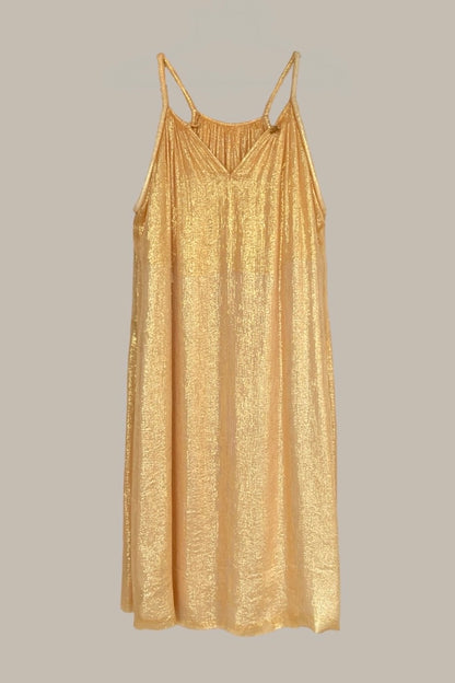 Convertible Paros Dress Egyptian Gold Silk Chiffon Lamé {Made to Order}