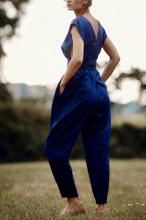 Origami Jumpsuit Royal Blue Parachute Silk {Made to Order}