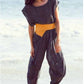 Reversible Quilted Asymmetrical Belt Black in Cotton Canvas
