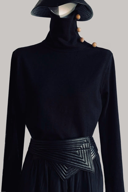 The Circe Turtle Neck with Handmade Wood Buttons