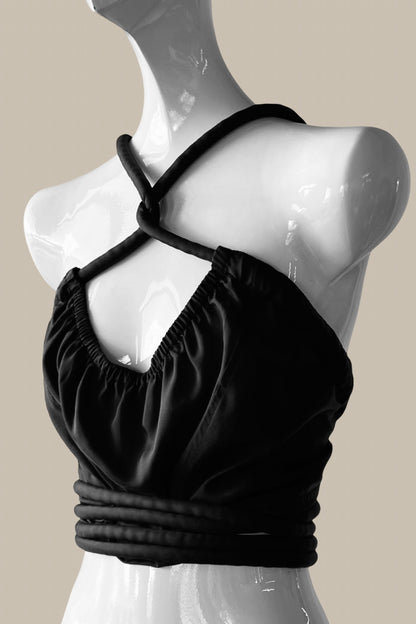 Infinite Halter Black Parachute Silk