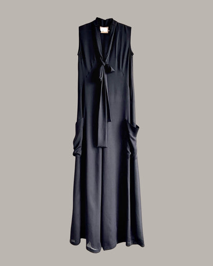 Tuxedo Jumpsuit in Black Silk Georgette {Made to Order}