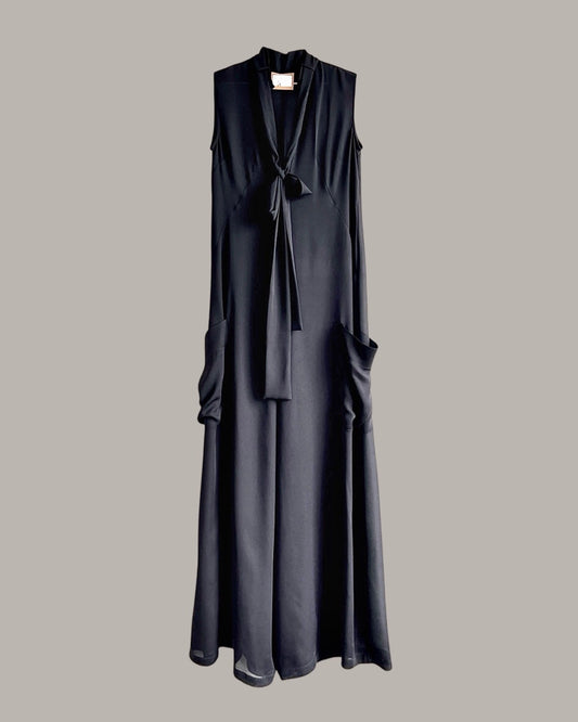 Tuxedo Jumpsuit in Black Silk Georgette {Made to Order}