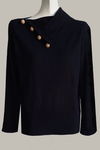 The Circe Turtle Neck with Handmade Wood Buttons