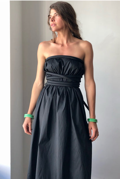 Infinite Rope Dress Long Black Silk Taffeta {Made to Order}