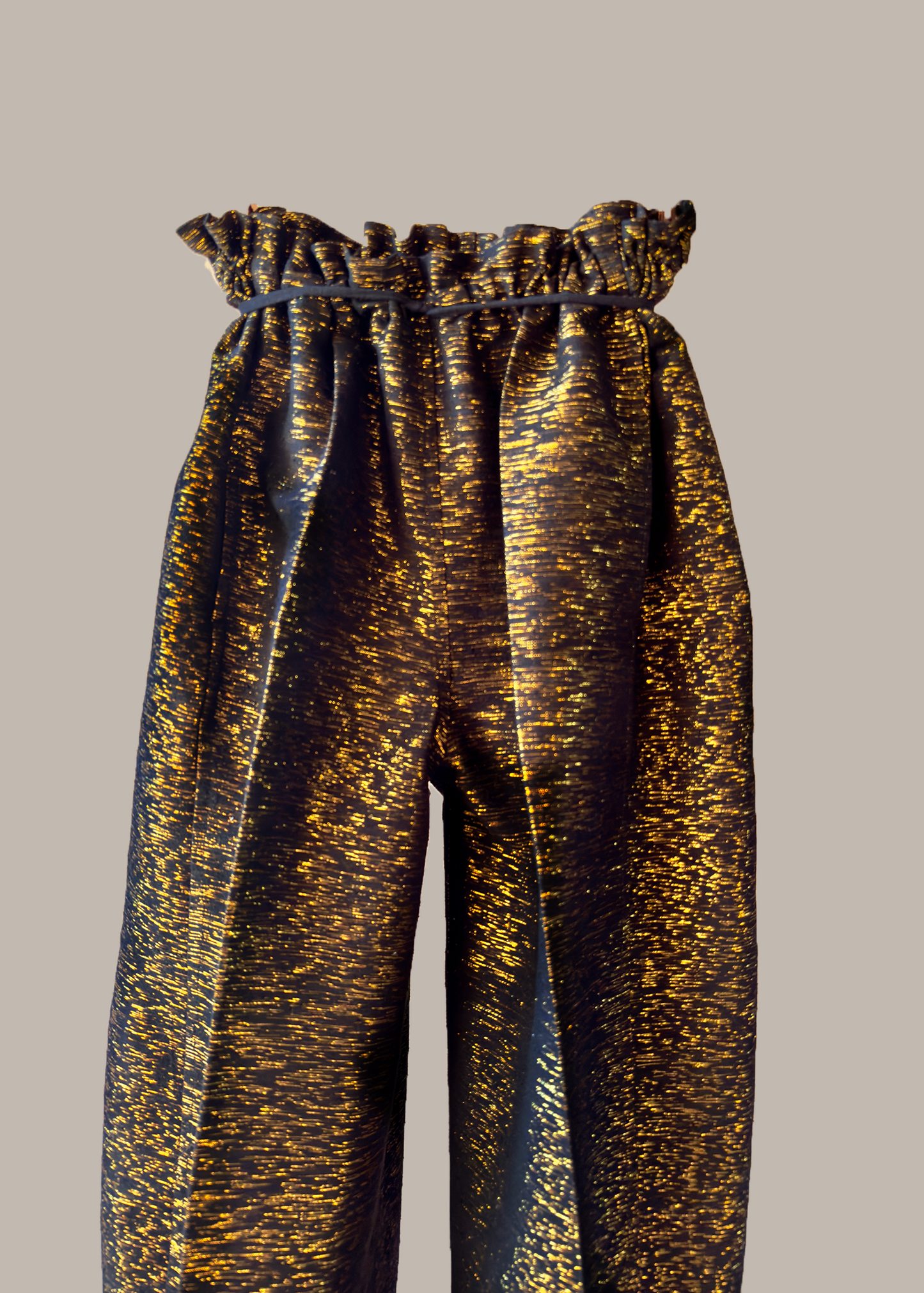 Cuffed Pantaloon in Black Gold Silk Lame {Made to Order}