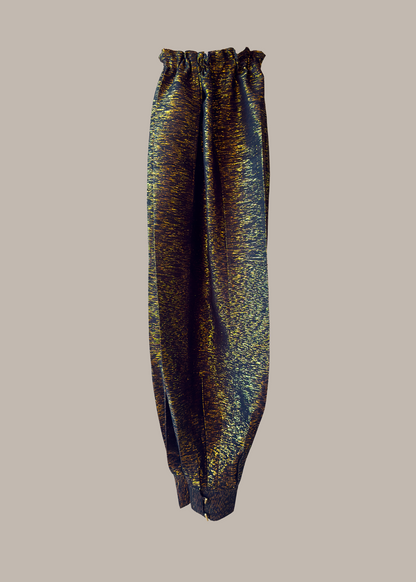 Cuffed Pantaloon in Black Gold Silk Lame {Made to Order}