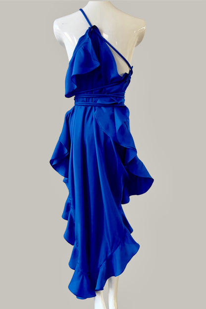 Infinite Ruffle Rope Kaftan Royal Blue Silk {Made to Order}