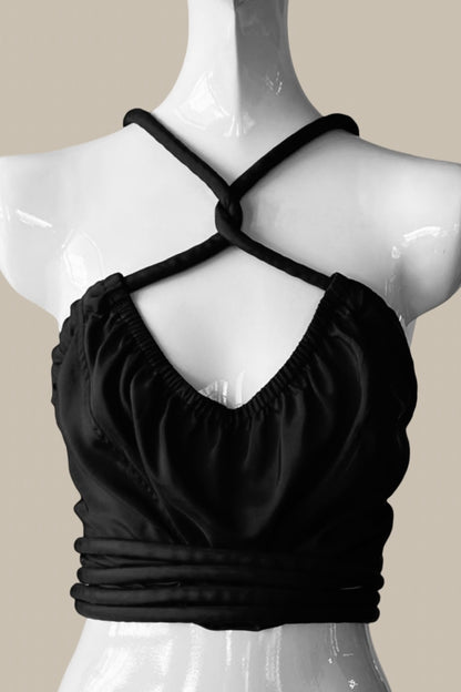 Infinite Halter Black Parachute Silk