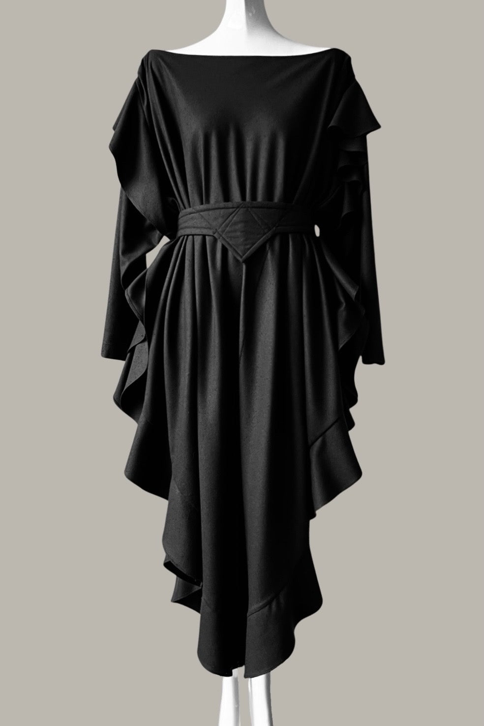 The Queen’s Kaftan with Trapunto Belt Black Kohl