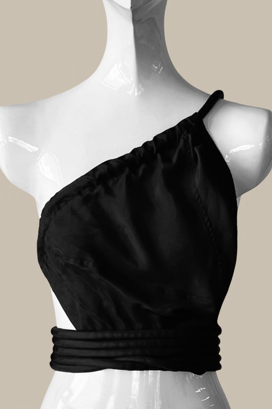 Infinite Halter Top Black Parachute Silk {Made to Order}