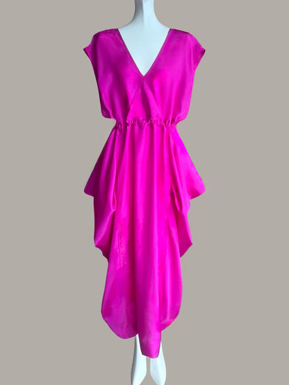Origami Propeller Dress Fuchsia Parachute Silk {Made to Order}