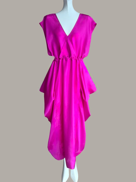 Origami Propeller Dress Fuchsia Parachute Silk {Made to Order}