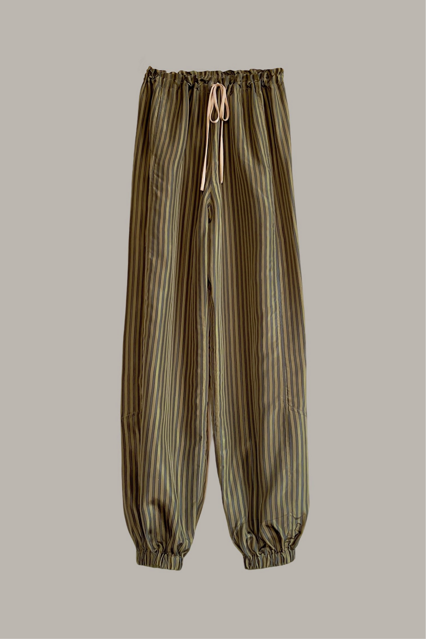 Genie Pant Olive Sage Stripe Parachute Silk